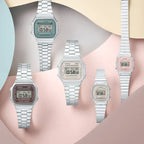 Casio A168WA-8A uniszex digitális karóra, ezüst acélszíj, WR30