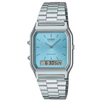 Casio AQ-230A-2A1 unisex karóra, ezüst acél, kék számlap, analóg-digitális, WR30