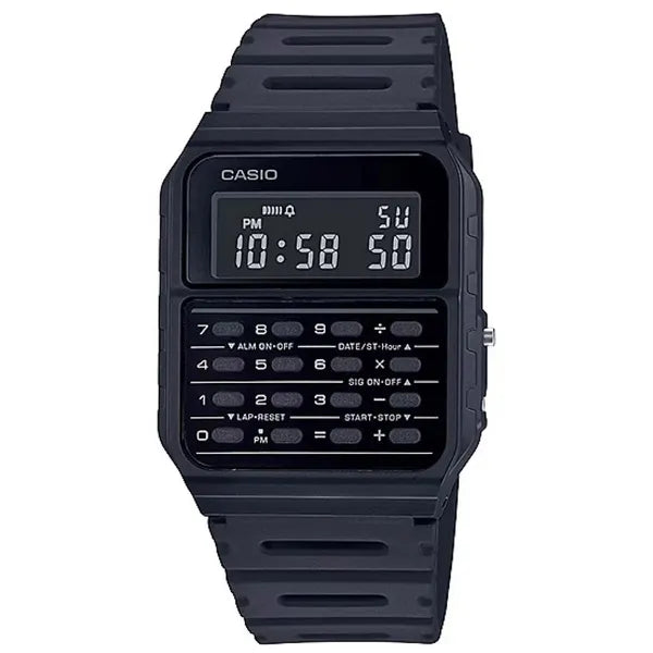 Casio CA-53WF-1B férfi digitális számológép karóra, fekete, WR30, doboz