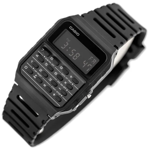 Casio CA-53WF-1B férfi digitális számológép karóra, fekete, WR30, doboz