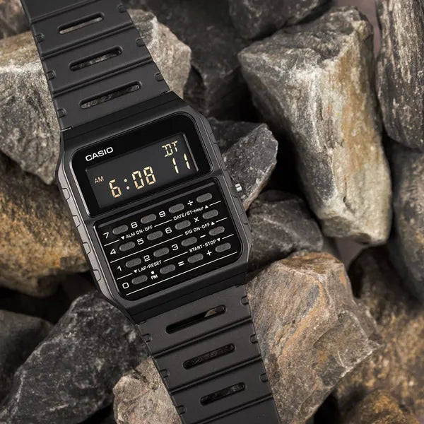 Casio CA-53WF-1B férfi digitális számológép karóra, fekete, WR30, doboz