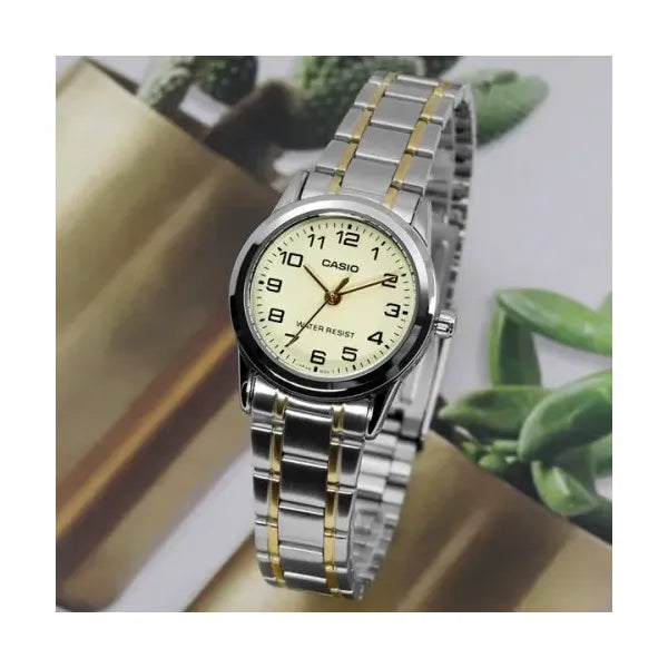 Casio női karóra LTP-V001SG-9B, arany-ezüst acél, 25 mm, WR30
