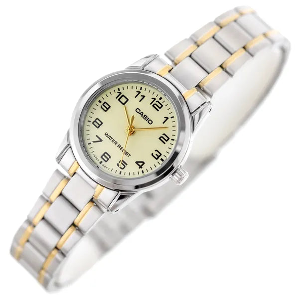 Casio női karóra LTP-V001SG-9B, arany-ezüst acél, 25 mm, WR30
