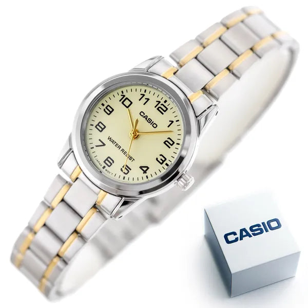 Casio női karóra LTP-V001SG-9B, arany-ezüst acél, 25 mm, WR30