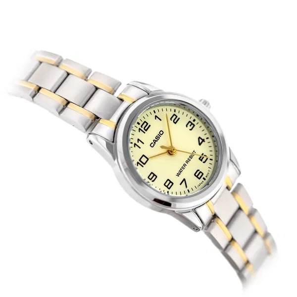Casio női karóra LTP-V001SG-9B, arany-ezüst acél, 25 mm, WR30