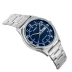 Casio MTP-V006D-2B férfi karóra, kék számlap, acél szíj, dátum, WR30, díszdoboz