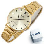 Casio LTP-VT01G-9B női karóra, arany, acél szíj, WR30, 40 mm