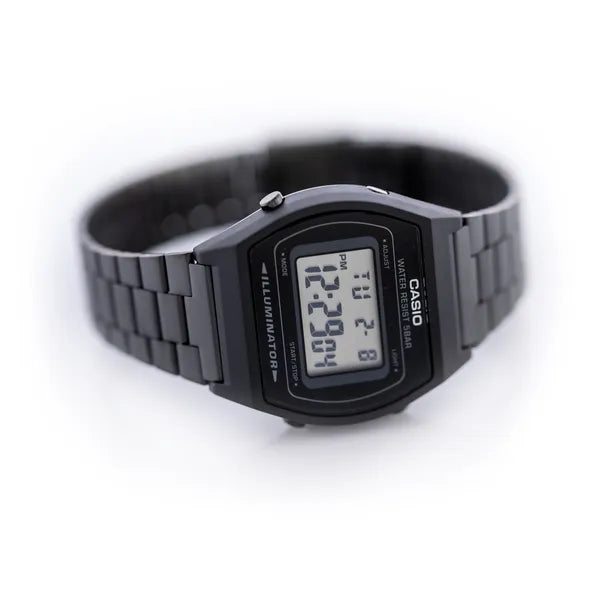 Casio Vintage férfi digitális karóra B640WB-1ADF, fekete acélszíj, WR50