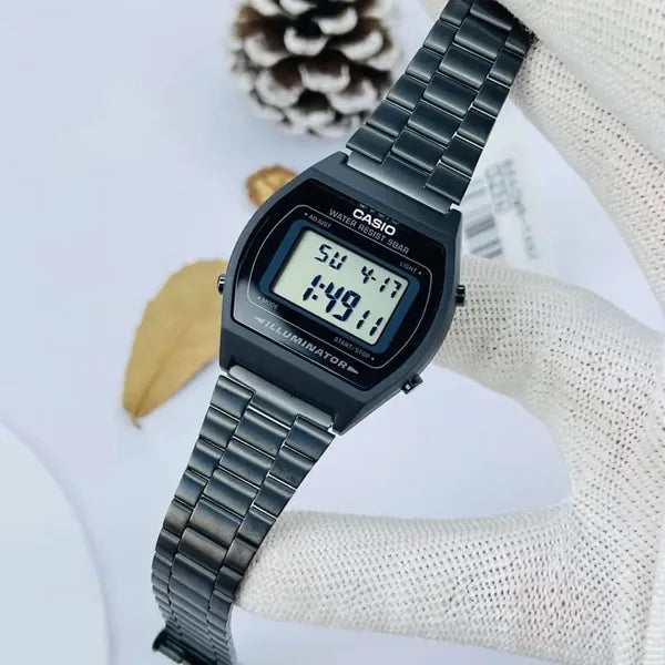 Casio Vintage férfi digitális karóra B640WB-1ADF, fekete acélszíj, WR50