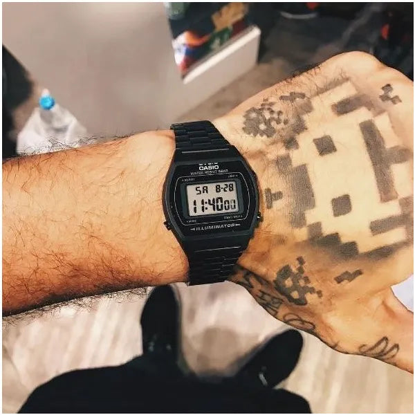 Casio Vintage férfi digitális karóra B640WB-1ADF, fekete acélszíj, WR50