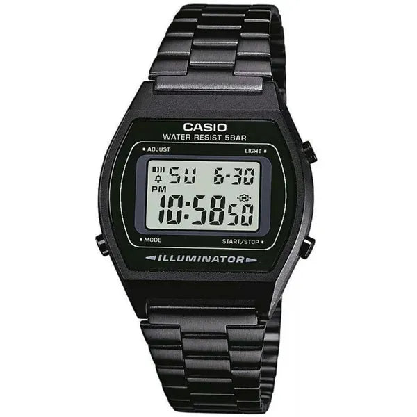 Casio Vintage férfi digitális karóra B640WB-1ADF, fekete acélszíj, WR50