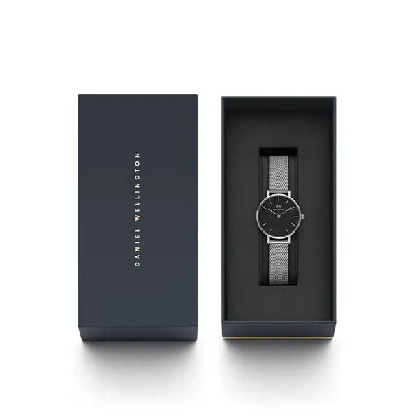 Daniel Wellington Petite Sterling női karóra, 36 mm, fekete számlap, ezüst acél