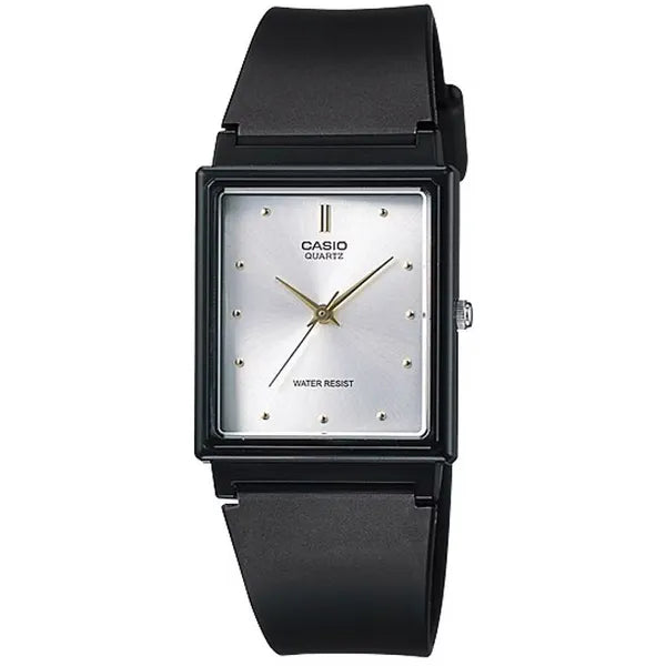 Casio MQ-38UC-7A női karóra, fekete, téglalap tok, ezüst számlap, WR30