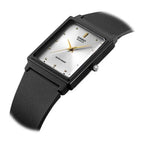 Casio MQ-38UC-7A női karóra, fekete, téglalap tok, ezüst számlap, WR30