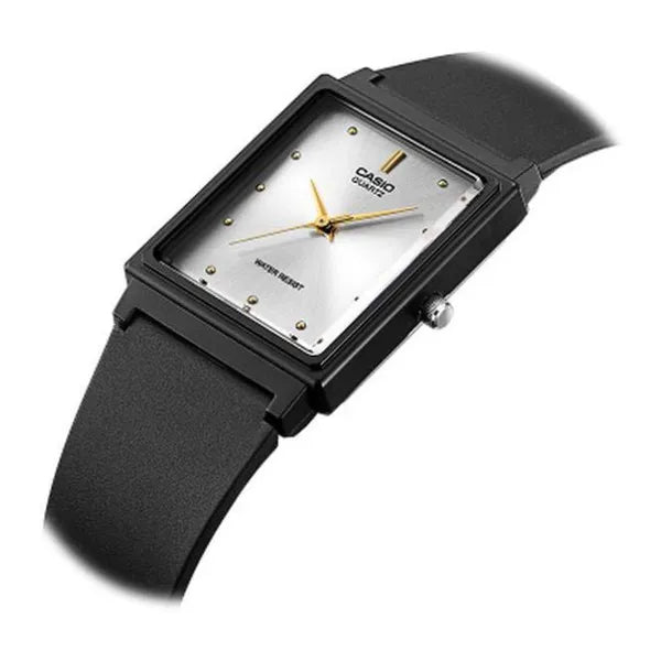 Casio MQ-38UC-7A női karóra, fekete, téglalap tok, ezüst számlap, WR30
