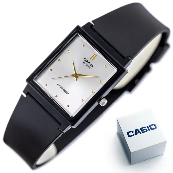 Casio MQ-38UC-7A női karóra, fekete, téglalap tok, ezüst számlap, WR30