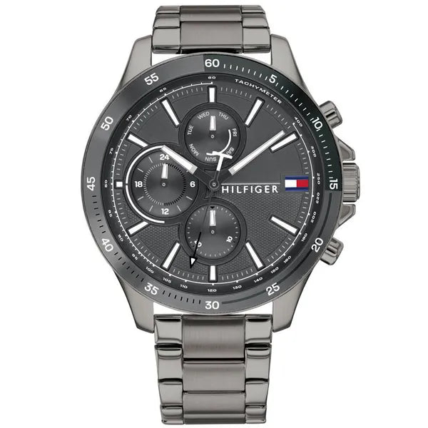 Tommy Hilfiger Bank 1791719 férfi karóra, 46 mm, szürke, acél szíj, 5 ATM