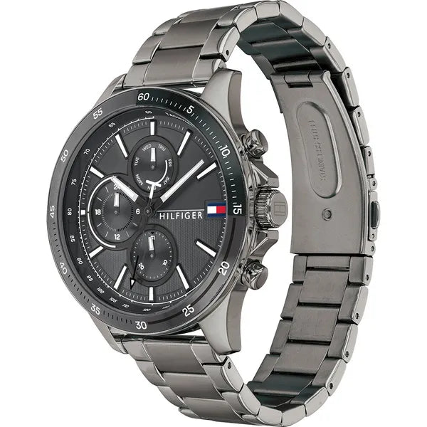 Tommy Hilfiger Bank 1791719 férfi karóra, 46 mm, szürke, acél szíj, 5 ATM