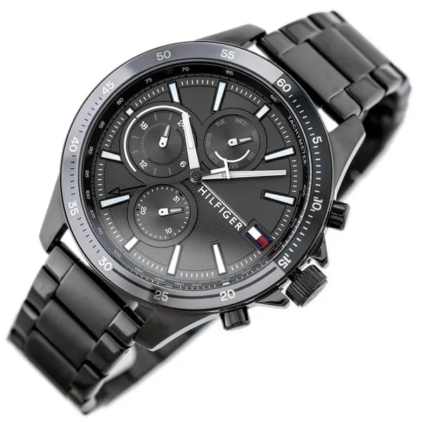 Tommy Hilfiger Bank 1791719 férfi karóra, 46 mm, szürke, acél szíj, 5 ATM