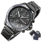 Tommy Hilfiger Bank 1791719 férfi karóra, 46 mm, szürke, acél szíj, 5 ATM