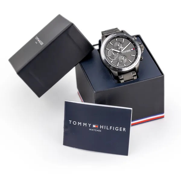 Tommy Hilfiger Bank 1791719 férfi karóra, 46 mm, szürke, acél szíj, 5 ATM