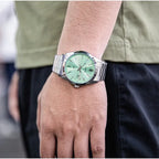 Casio férfi karóra MTP-VD03D-3A2, acél szíj, zöld számlap, WR50