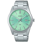 Casio férfi karóra MTP-VD03D-3A2, acél szíj, zöld számlap, WR50