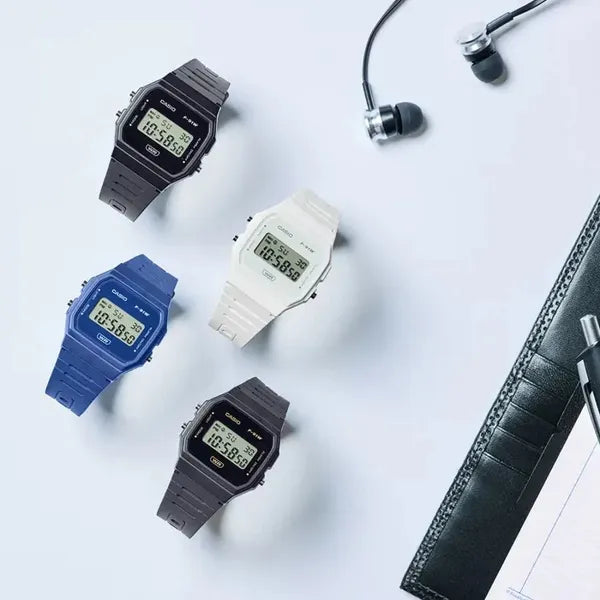Casio F-91WB-1ADF férfi digitális karóra, WR100, fekete, dobozzal