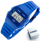 Casio F-91WB-2A1DF férfi digitális karóra, kék, 38 mm, WR100, díszdobozzal