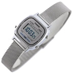 Casio LA670WEM-7DF női digitális karóra, ezüst acél, WR30, dobozzal