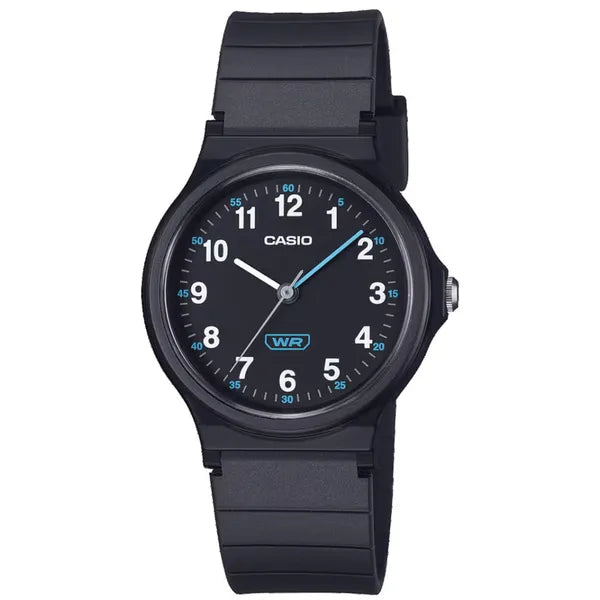 Casio LQ-24B-1BDF női kvarc karóra, fekete, 36 mm, WR30, műanyag szíj