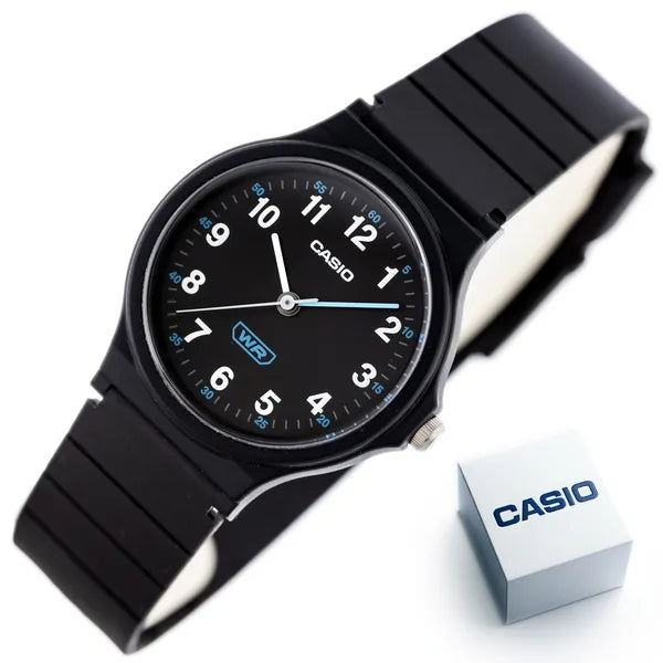 Casio LQ-24B-1BDF női kvarc karóra, fekete, 36 mm, WR30, műanyag szíj