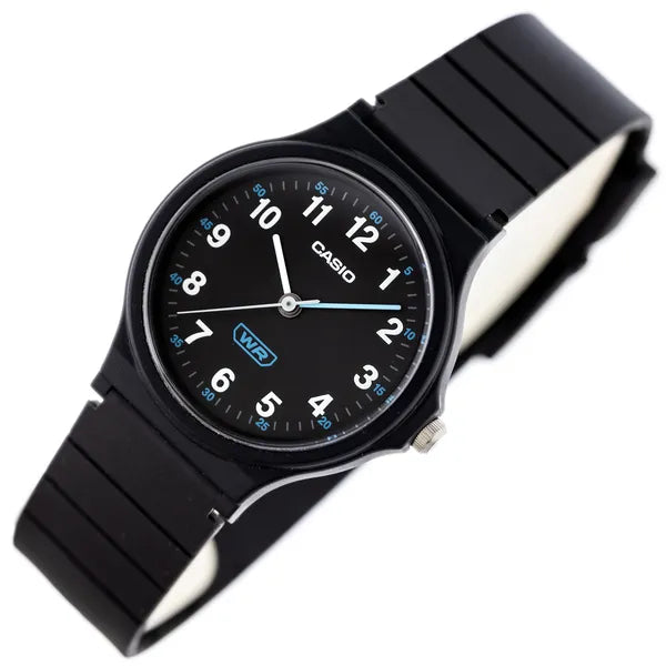 Casio LQ-24B-1BDF női kvarc karóra, fekete, 36 mm, WR30, műanyag szíj