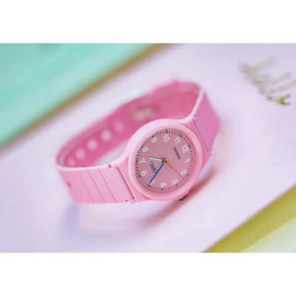 Casio LQ-24B-4BDF női karóra, rózsaszín, kvarc, WR30, analóg, műanyag szíj