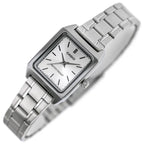 Casio női karóra LTP-V007D-7E, ezüst, téglalap tok, acél szíj, WR50