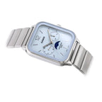 Casio MTP-M305D-2A férfi karóra, kék számlap, acél szíj, holdfázis, WR50