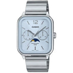Casio MTP-M305D-2A férfi karóra, kék számlap, acél szíj, holdfázis, WR50
