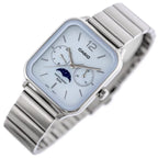 Casio MTP-M305D-2A férfi karóra, kék számlap, acél szíj, holdfázis, WR50