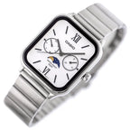 Casio MTP-M305D-7A2 férfi karóra, acél szíj, fehér számlap, WR50, holdfázis