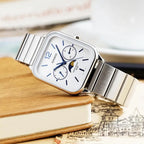 Casio MTP-M305D-7AVDF férfi karóra, acél, fehér számlap, WR50, holdfázis
