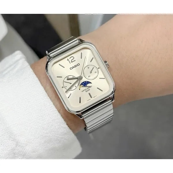 Casio MTP-M305D-9A férfi karóra, rozéarany, acél, WR50, díszdobozzal