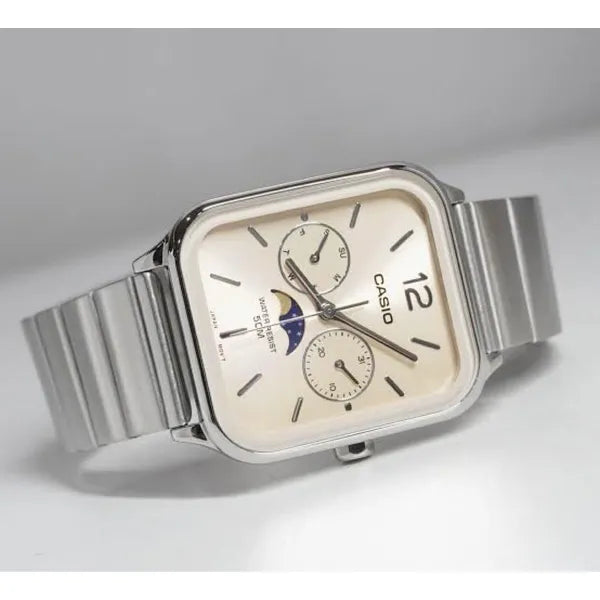 Casio MTP-M305D-9A férfi karóra, rozéarany, acél, WR50, díszdobozzal