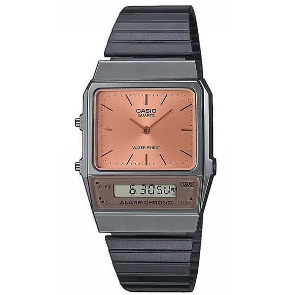 Casio Vintage AQ-800ECGG-4ADF uniszex óra, 2 időzóna, rózsaarany számlap, WR30