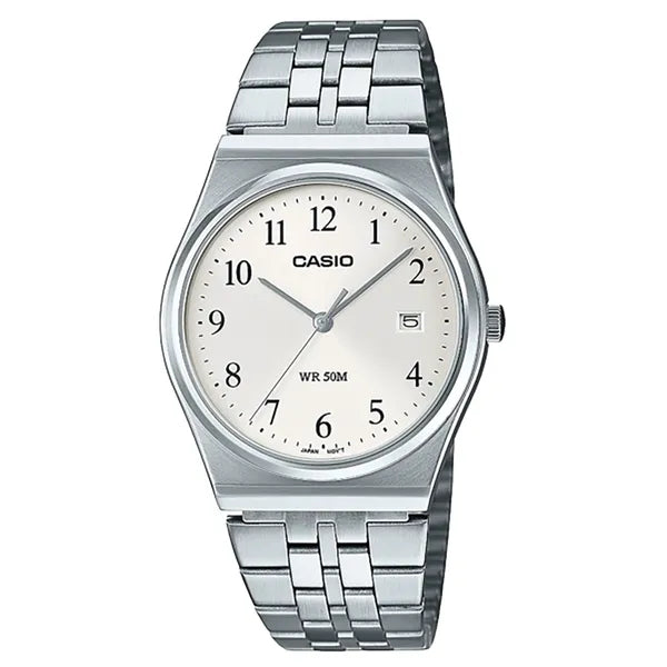 Casio MTP-B145D-7B férfi karóra, acél szíj, 35 mm, gyöngyház számlap, WR50
