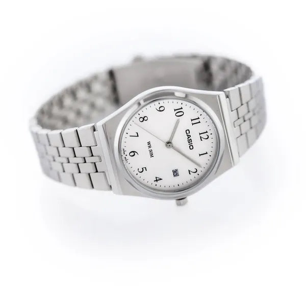 Casio MTP-B145D-7B férfi karóra, acél szíj, 35 mm, gyöngyház számlap, WR50