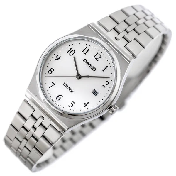 Casio MTP-B145D-7B férfi karóra, acél szíj, 35 mm, gyöngyház számlap, WR50