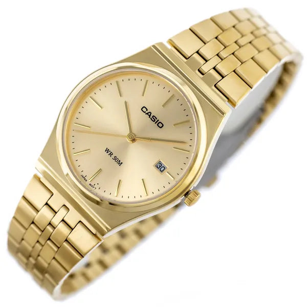 Casio MTP-B145G-9A férfi karóra, arany acél, rózsaarany számlap, kvarc, dátum