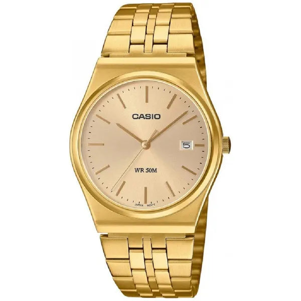 Casio MTP-B145G-9A férfi karóra, arany acél, rózsaarany számlap, kvarc, dátum