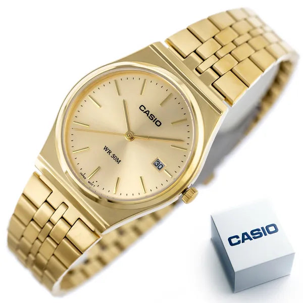 Casio MTP-B145G-9A férfi karóra, arany acél, rózsaarany számlap, kvarc, dátum