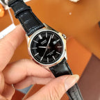 Casio MTS-100L-1A férfi karóra, zafírüveg, bőr szíj, WR50, fekete